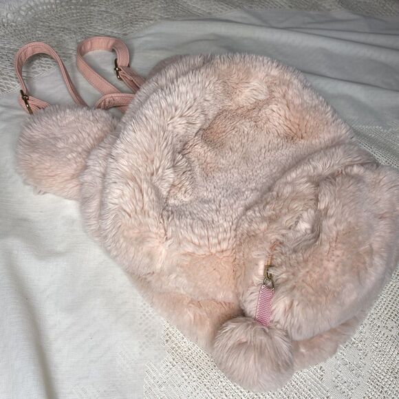 STYLE LAB Fashion Angel Backpack Plush Pink Teddy Bear Ears Mini Faux Fur Kawaii - Picture 3 of 11